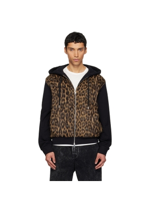 Lanvin Black & Brown Zipped Faux-Fur Hoodie