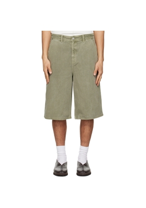 LE17SEPTEMBRE Green Garment-Dyed Denim Shorts