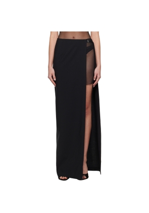 Nensi Dojaka Black High Split & OOO Buckle Maxi Skirt