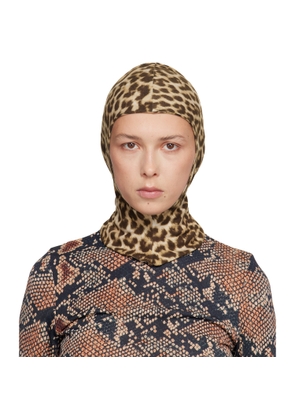 Duran Lantink Tan Jersey Printed Balaclava