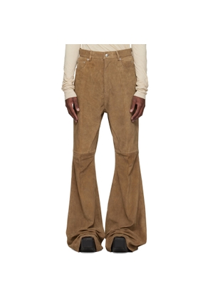 Rick Owens Brown Temple Bolan Bootcut Suede Pants