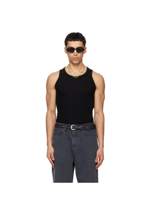 TONYWACK Black Silk Lyocell Rib Tank Top