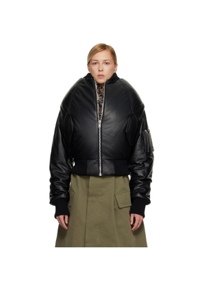 Duran Lantink Black 'Over The Shoulders' Leather Bomber Jacket
