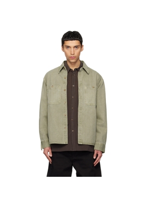 LE17SEPTEMBRE Green Garment-Dyed Denim Shirt
