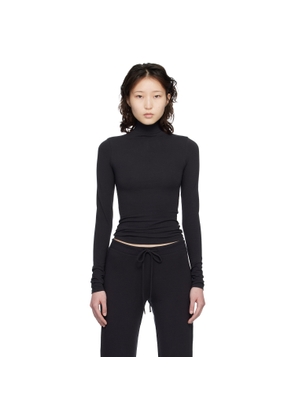 SKIMS Black Cotton Jersey Turtleneck T-shirt