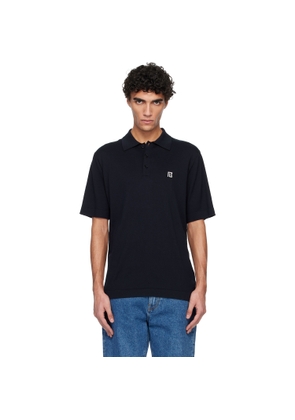 BALMAIN Navy Embroidered Cotton Polo