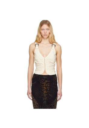 Versace Jeans Couture Beige Baroque Buckle Ruched Vest