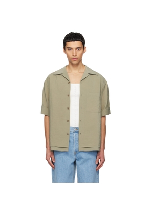 LE17SEPTEMBRE Khaki Double-Layered Open Collar Shirt
