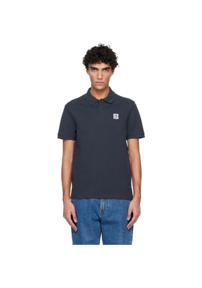 BALMAIN Navy Embroidered Cotton Polo