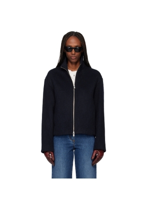 TONYWACK Navy Wool Alpaca Zippered Jacket