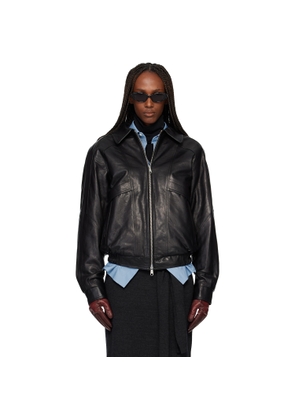 TONYWACK Black Vegetable Tanned Lamb Leather Zip Jacket