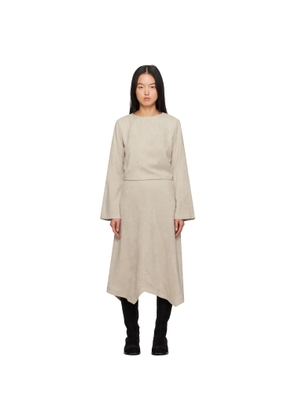 Youth Gray Asymmetric Faux-Leather Midi Dress