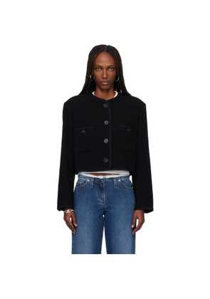 TONYWACK Black Tweed Cropped Wool Jacket