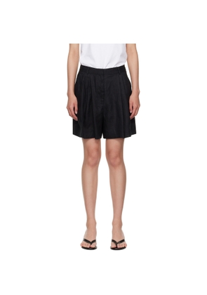 Staud Black Cruz Linen Shorts