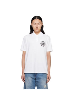 BALMAIN White Cotton Coin Print Polo