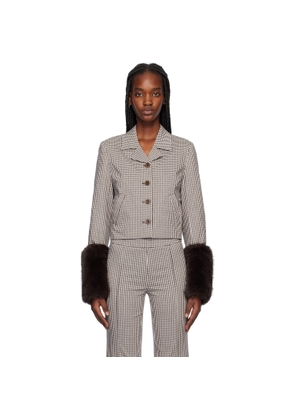 Staud Brown & White Regency Jacket