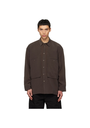 LE17SEPTEMBRE Brown Oversized Cargo Pocket Shirt