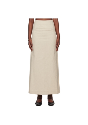 Ruohan Beige Pencil Denim Maxi Skirt