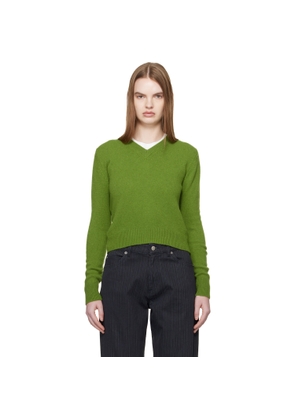 &Daughter Green Sligo Shrunken V-Neck Sweater