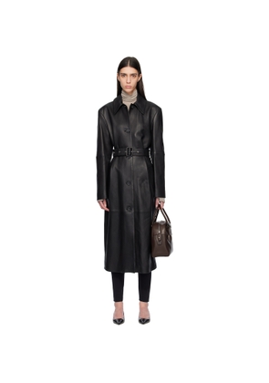 TOTEME Black Belted Leather Coat