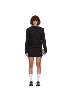 CPLUS Series Black Cross Panels Long Sleeve Minidress