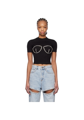 AREA Black Crystal Bustier Cup T-shirt