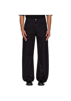 COOR Black Deep Curved Washed Cotton Trousers