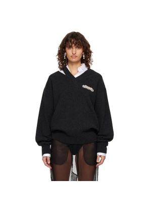 Simone Rocha Gray Merino Seam Bite Sweater