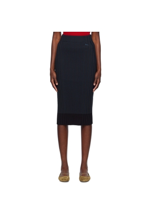 Maison Kitsuné Navy Baby Fox Patch Ribbed Midi Skirt