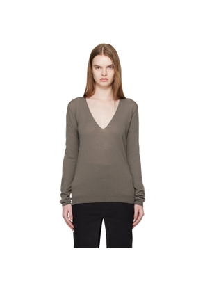 Rick Owens Gray Temple V Neck Pull Sweater