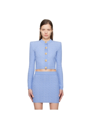 BALMAIN Blue PB Labyrinth Knit Cardigan