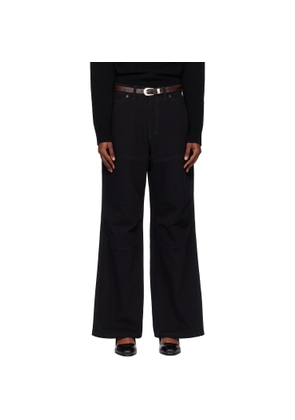 TONYWACK Black Wide-Leg Cotton Work Trousers