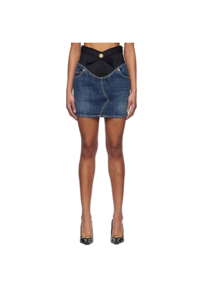BALMAIN Blue Crêpe & Denim Miniskirt