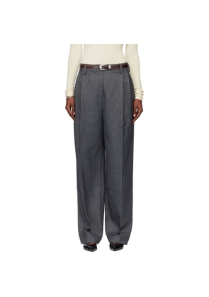 TONYWACK Gray Pleated Wool Tailored Trousers