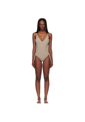 Rick Owens Taupe Temple Deep V Bather Swimsuit