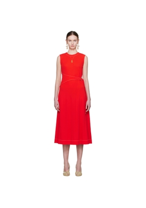 Tory Burch Red Belted Jersey Midi Dress