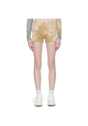Off-White Beige & Navy Smocked Shorts