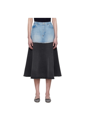 SEA NY Blue & Black Elle Denim Midi Skirt