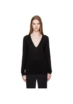 Rick Owens Black Temple V Neck Pull Sweater