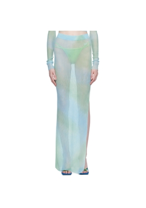 Off-White Blue Tie-Dye Midi Skirt