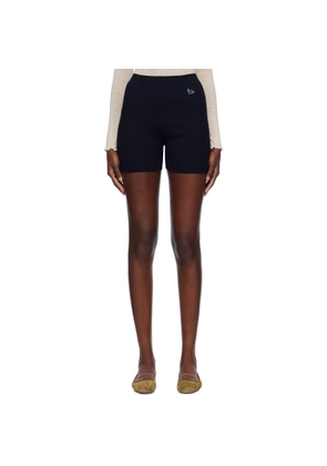 Maison Kitsuné Navy Baby Fox Patch Fine Ribbed Shorts