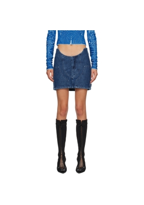 Off-White Blue Motorcycle Hole Denim Miniskirt