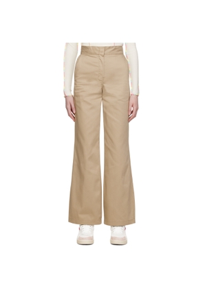 Palm Angels Beige Reversed Waistband Trousers