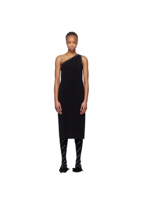 We11done Black Unbalanced Midi Dress