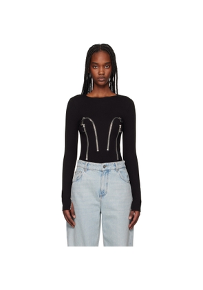 AREA Black Long Sleeve Zipper Bodysuit
