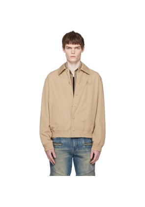 BALMAIN Beige Cotton Twill Bomber Jacket