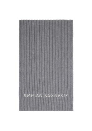 Ruslan Baginskiy Gray Monogram-Embroidered Wool Scarf