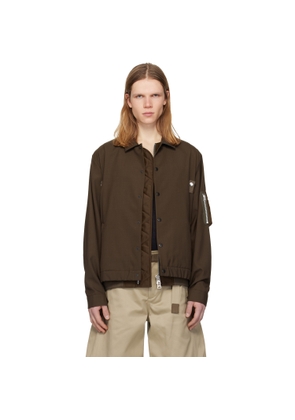 sacai Brown Suiting & Nylon Twill Bomber Jacket