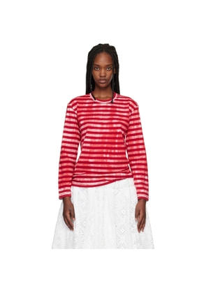 Comme des Garçons Red Cotton Jersey Stripe Garment Treated T-Shirt