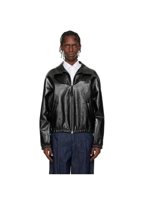 Courrèges Black Vinyl Zipped Bomber Jacket